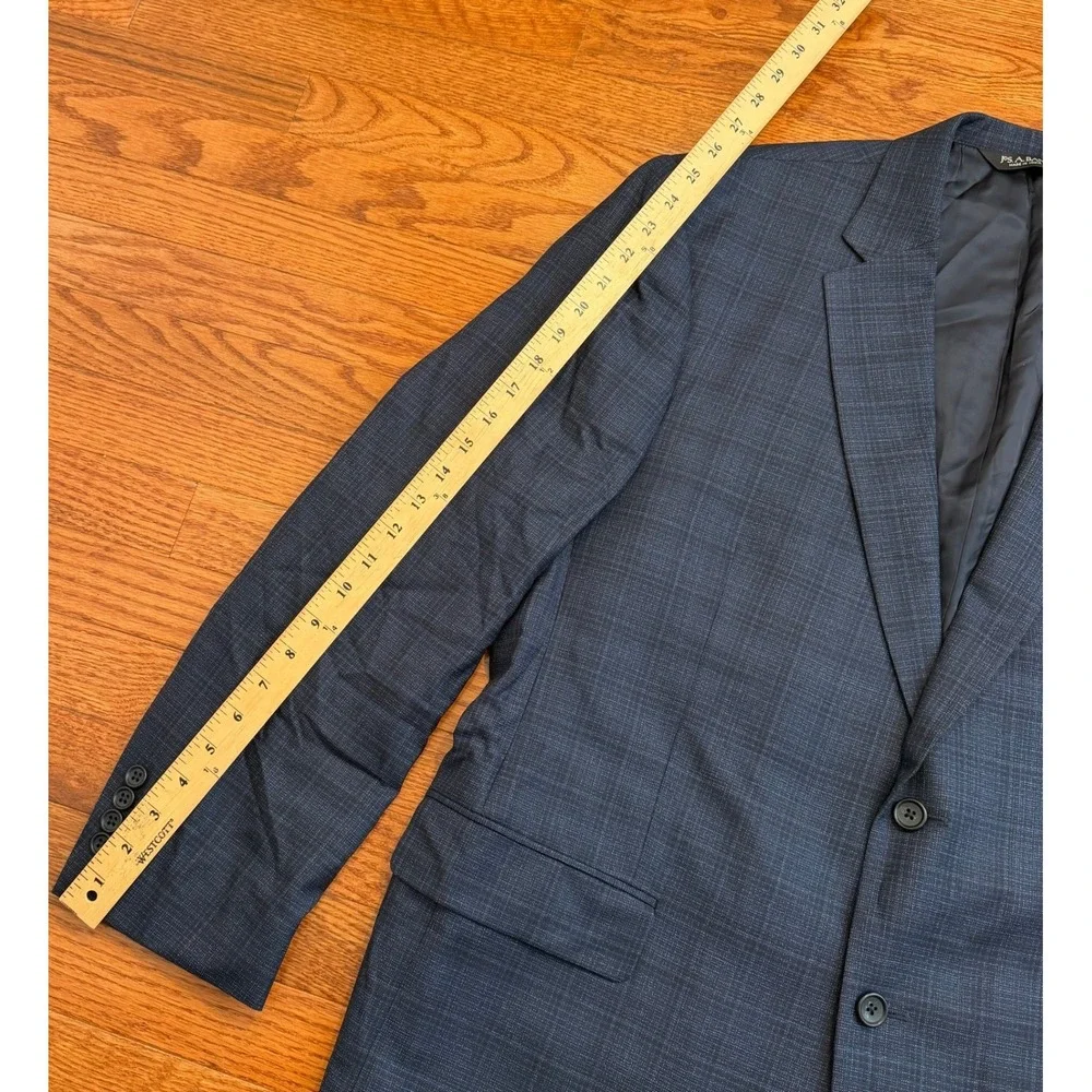 New Jos. A. Bank Signature Blazer Sport Coat Mens 46R Navy Blue Plaid Silk Wool